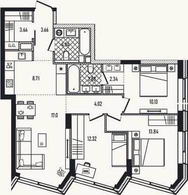 Планировка: 4+ к, 84,1 м²
