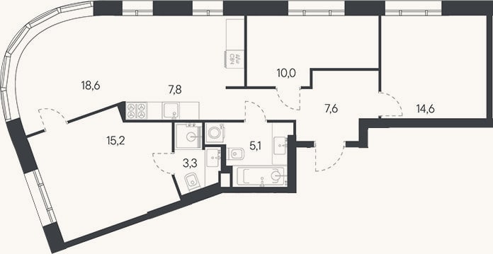 Планировка: 4+ к, 82,1 м²