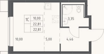 Планировка: Студия, 22,8 м²