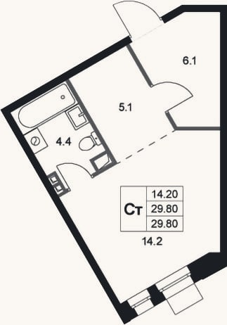 Планировка: Студия, 29,8 м²