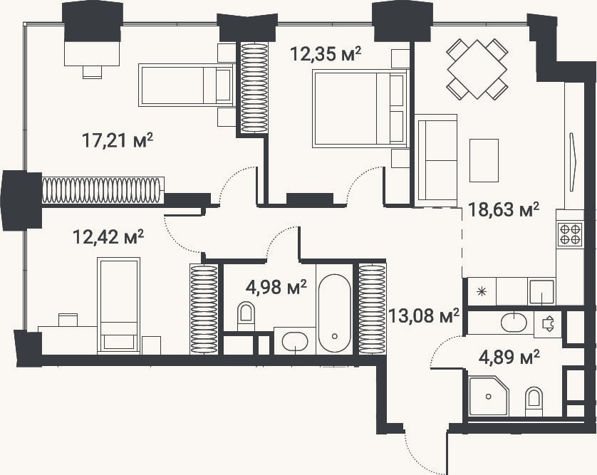 Планировка: 4+ к, 83,6 м²