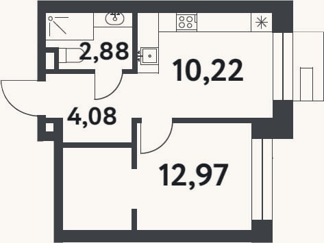 Планировка: 1-к, 30,2 м²