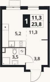 Планировка: Студия, 23,8 м²