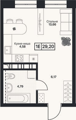 Планировка: Студия, 29,2 м²