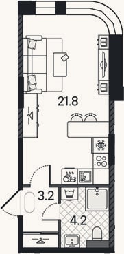 Планировка: Студия, 29,2 м²
