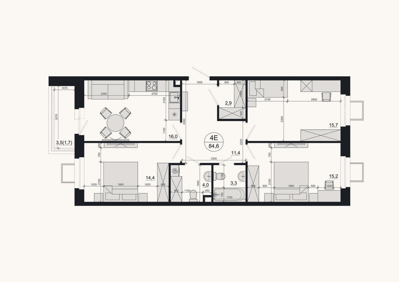 Планировка: 4+ к, 82,9 м²