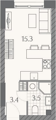 Планировка: Студия, 22,2 м²