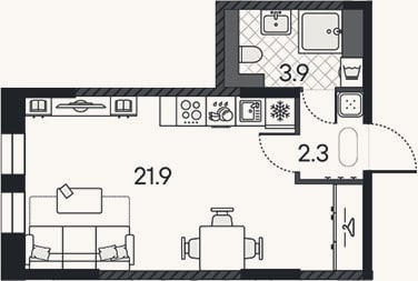 Планировка: Студия, 28,1 м²