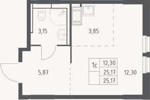 Планировка: Студия, 25,2 м²