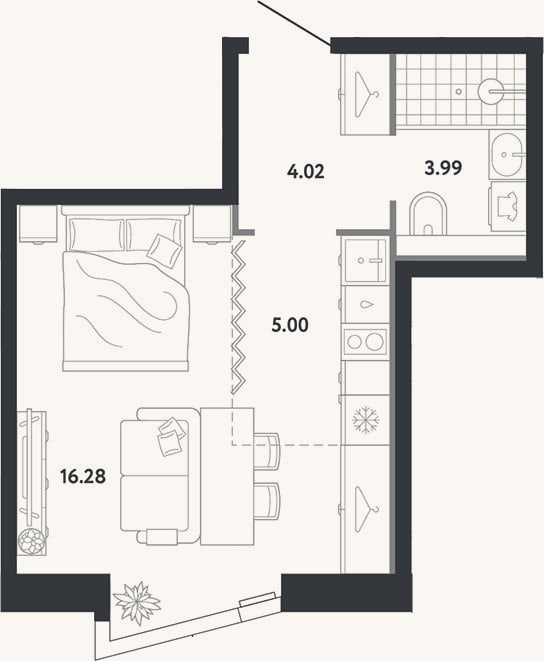 Планировка: Студия, 29,3 м²