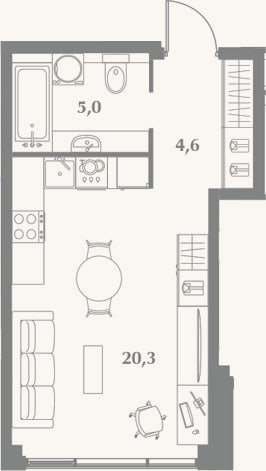 Планировка: Студия, 29,9 м²