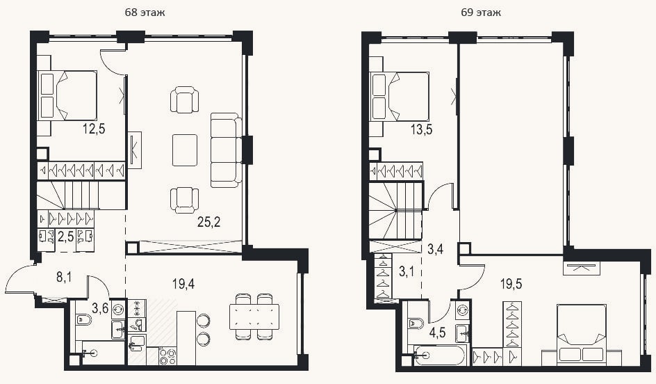 Планировка: 4+ к, 123,3 м²