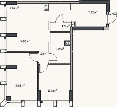Планировка: 3-к, 65,1 м²