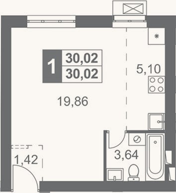 Планировка: Студия, 30 м²