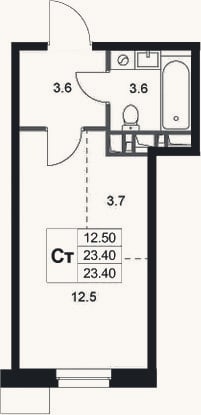 Планировка: Студия, 23,4 м²