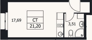 Планировка: Студия, 21,2 м²