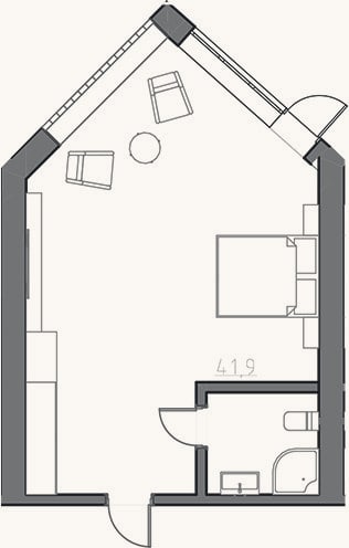 Планировка: Студия, 40 м²