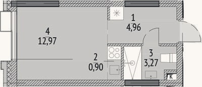 Планировка: Студия, 22,1 м²