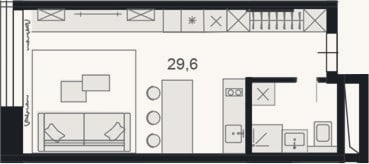 Планировка: Студия, 29,7 м²