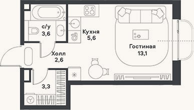 Планировка: Студия, 28,2 м²