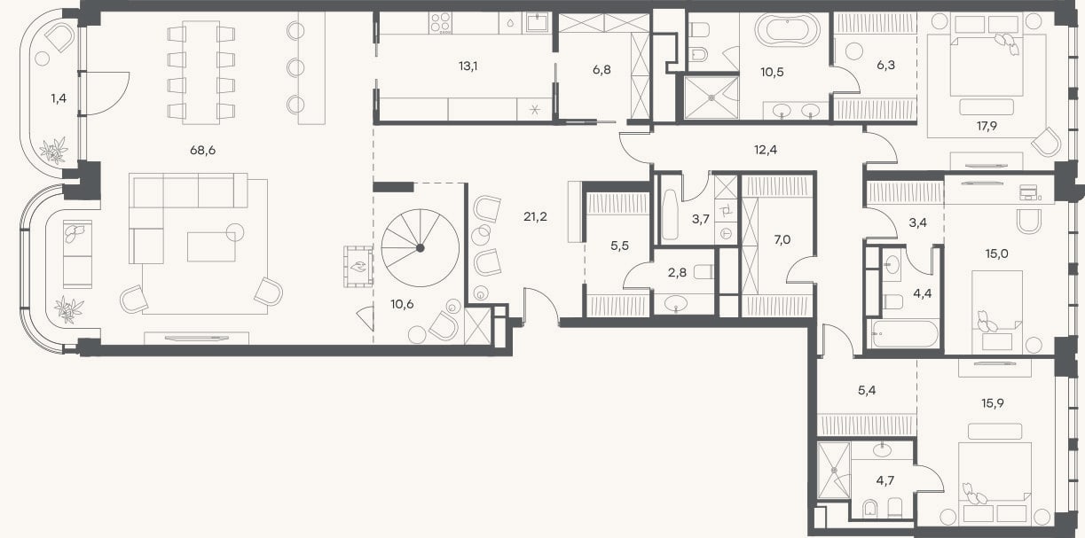 Планировка: 4+ к, 274,2 м²