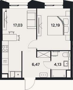 Планировка: 2-к, 39,8 м²
