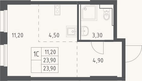 Планировка: Студия, 23,9 м²