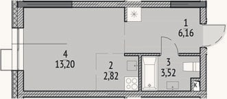 Планировка: Студия, 25,7 м²