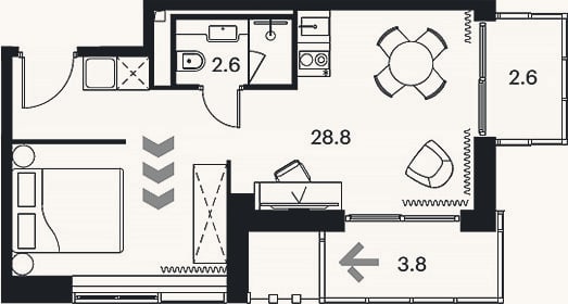 Планировка: Студия, 31,4 м²