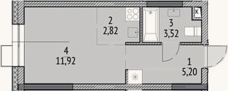 Планировка: Студия, 23,5 м²