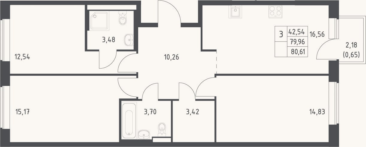 Планировка: 4+ к, 80 м²