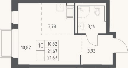 Планировка: Студия, 21,7 м²