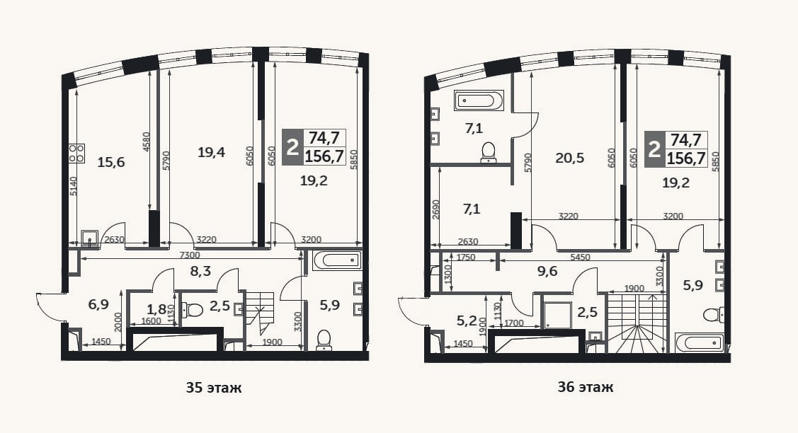 Планировка: 4+ к, 156,7 м²