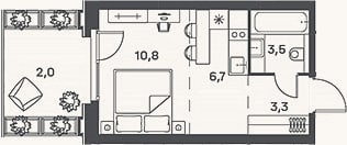 Планировка: Студия, 24,3 м²