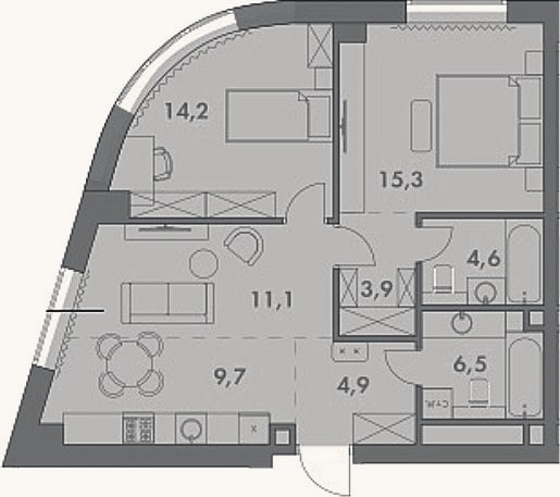 Планировка: 3-к, 70,2 м²