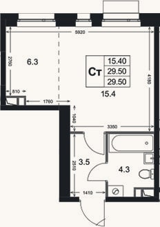 Планировка: Студия, 29,5 м²