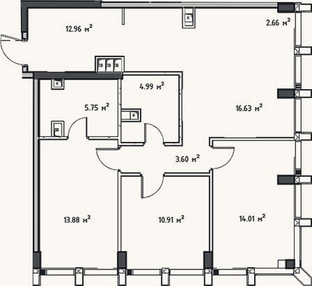 Планировка: 4+ к, 86,5 м²
