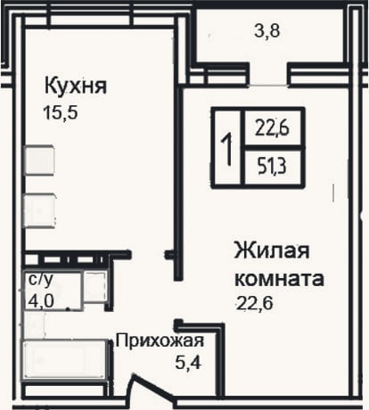 Планировка: 2-к, 47,5 м²