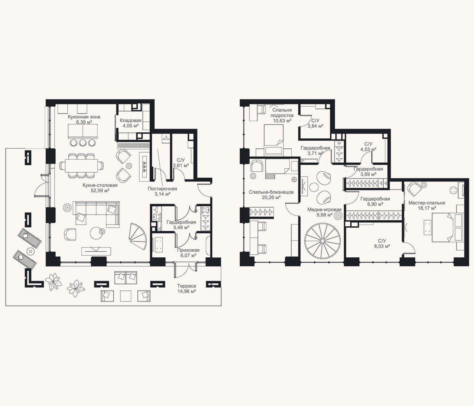 Планировка: 4+ к, 188,2 м²