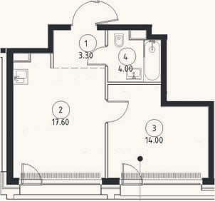 Планировка: 2-к, 38,9 м²