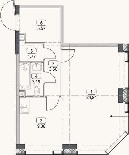 Планировка: Студия, 47,9 м²