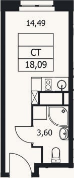 Планировка: Студия, 18,1 м²