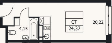 Планировка: Студия, 24,4 м²