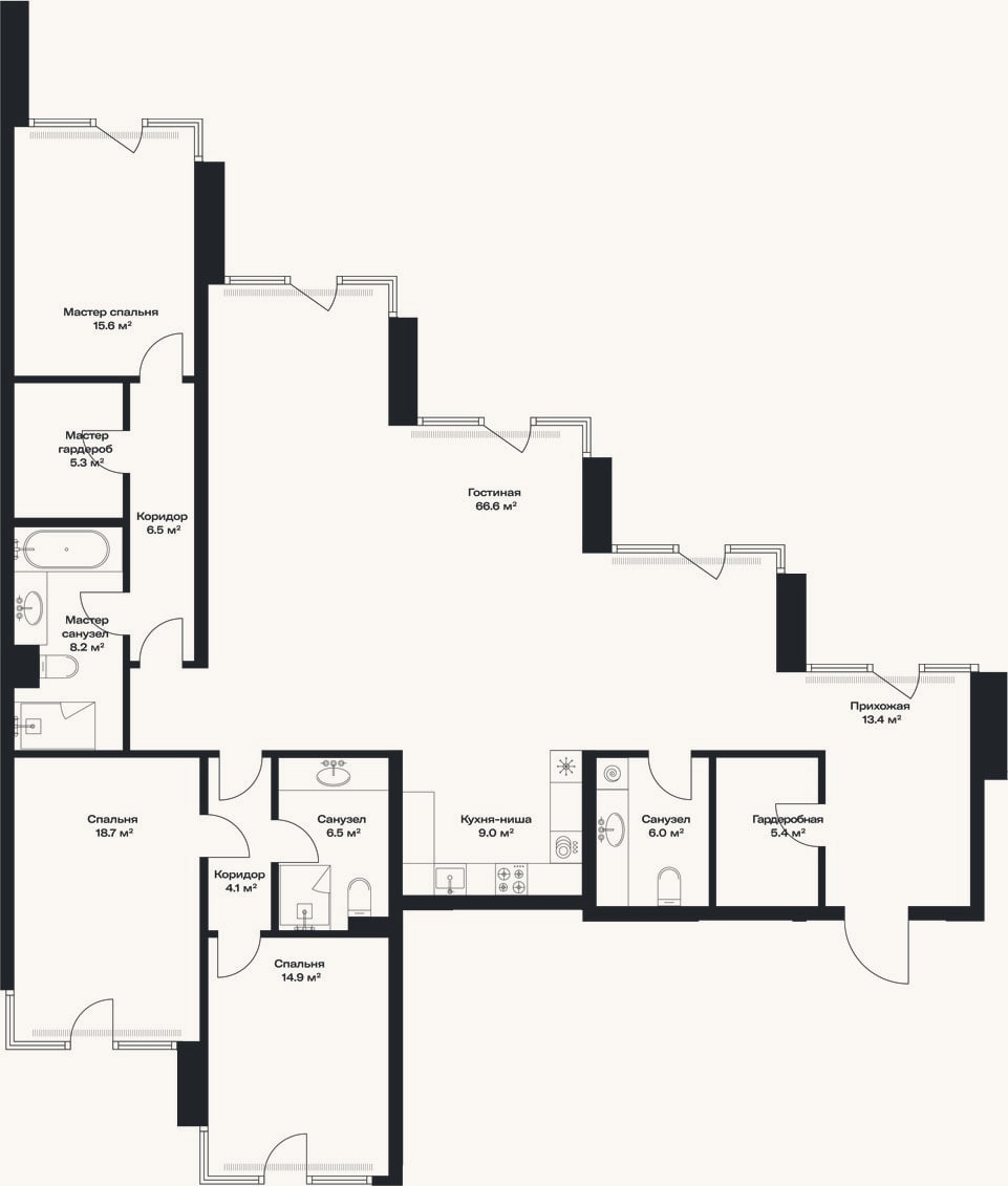 Планировка: 4+ к, 180,2 м²