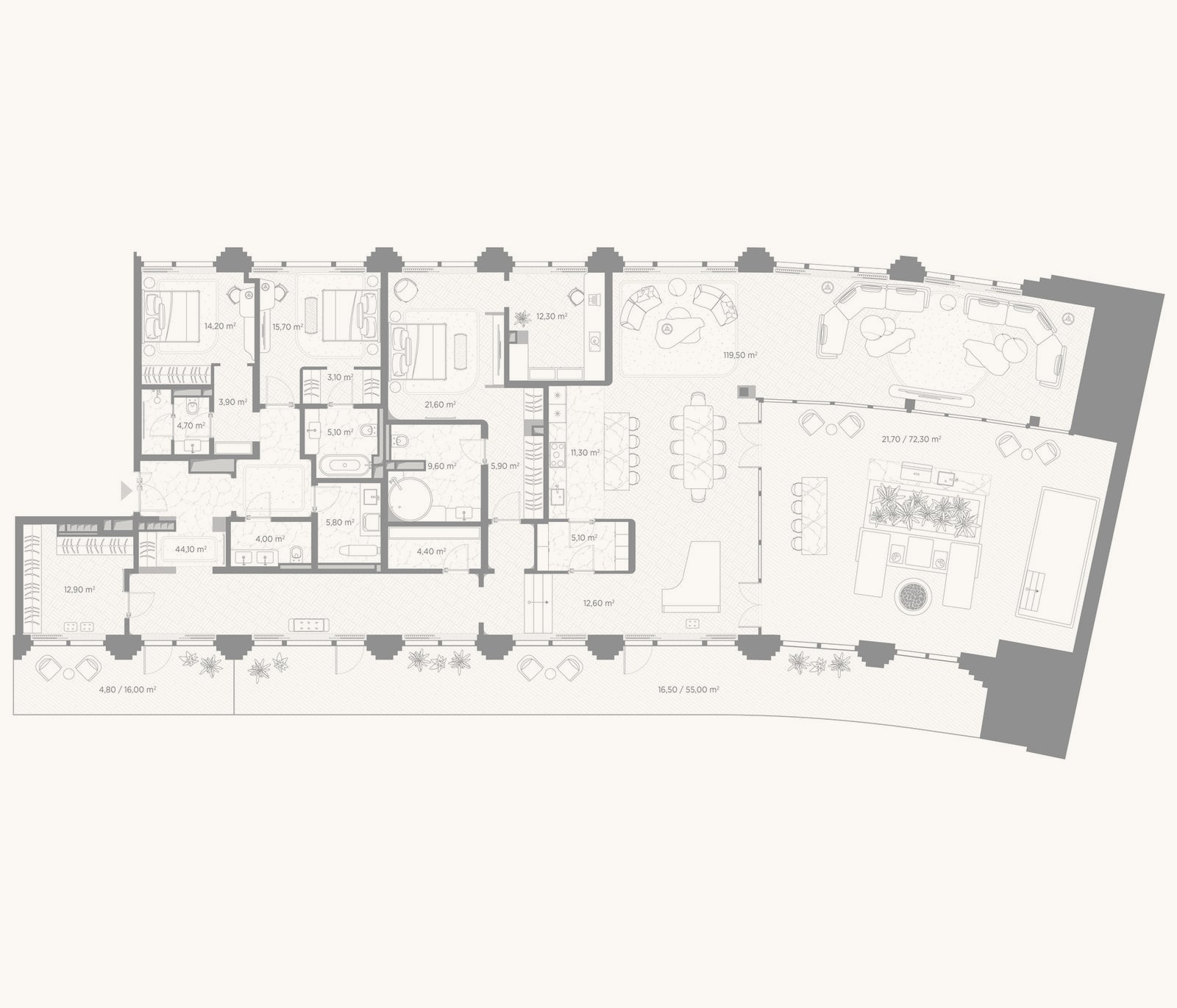 Планировка: 3-к, 320,6 м²