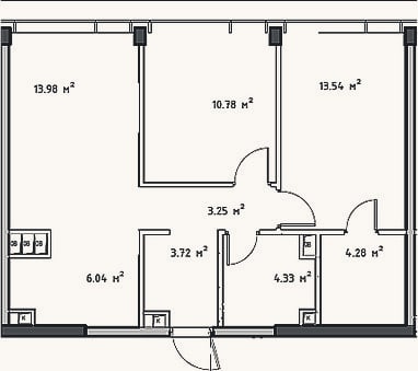 Планировка: 3-к, 62,1 м²