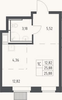 Планировка: Студия, 25,9 м²