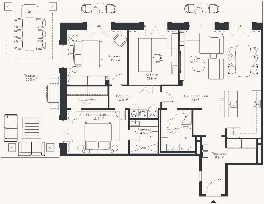 Планировка: 4+ к, 120,2 м²
