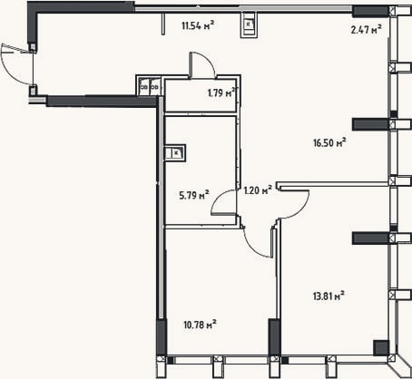 Планировка: 3-к, 65,3 м²