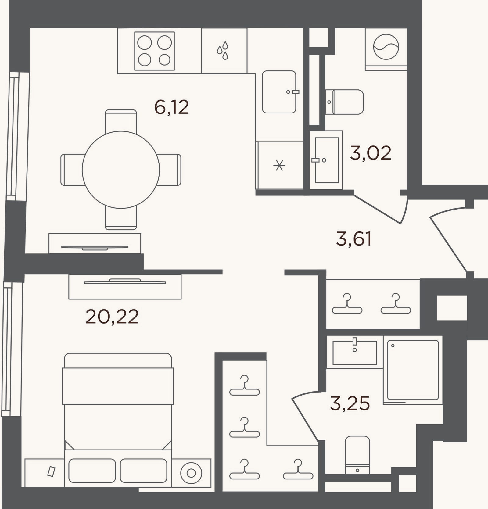 Планировка: Студия, 36,2 м²